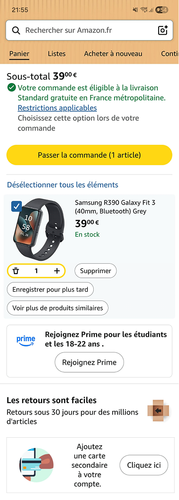 Amazon — panier
